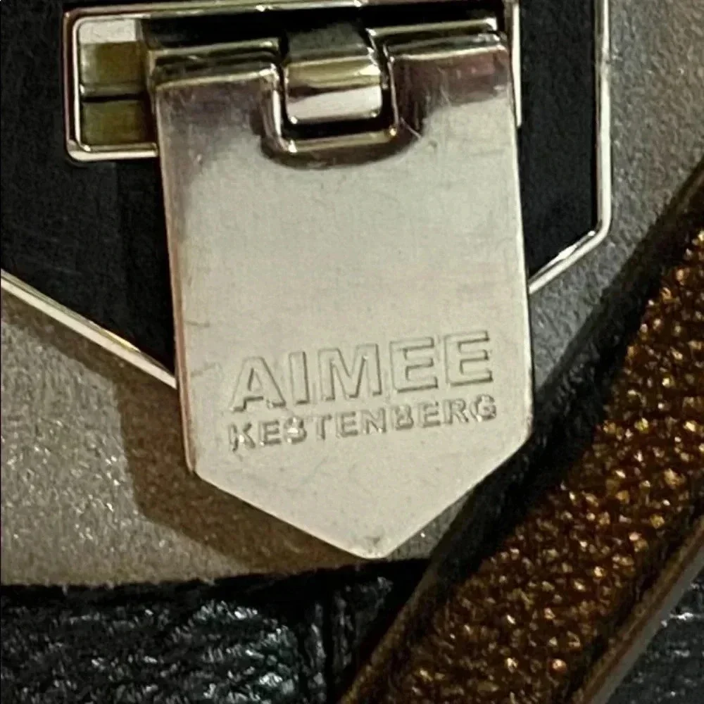 Aimee Kestenberg black grey leather suede satchel handbag